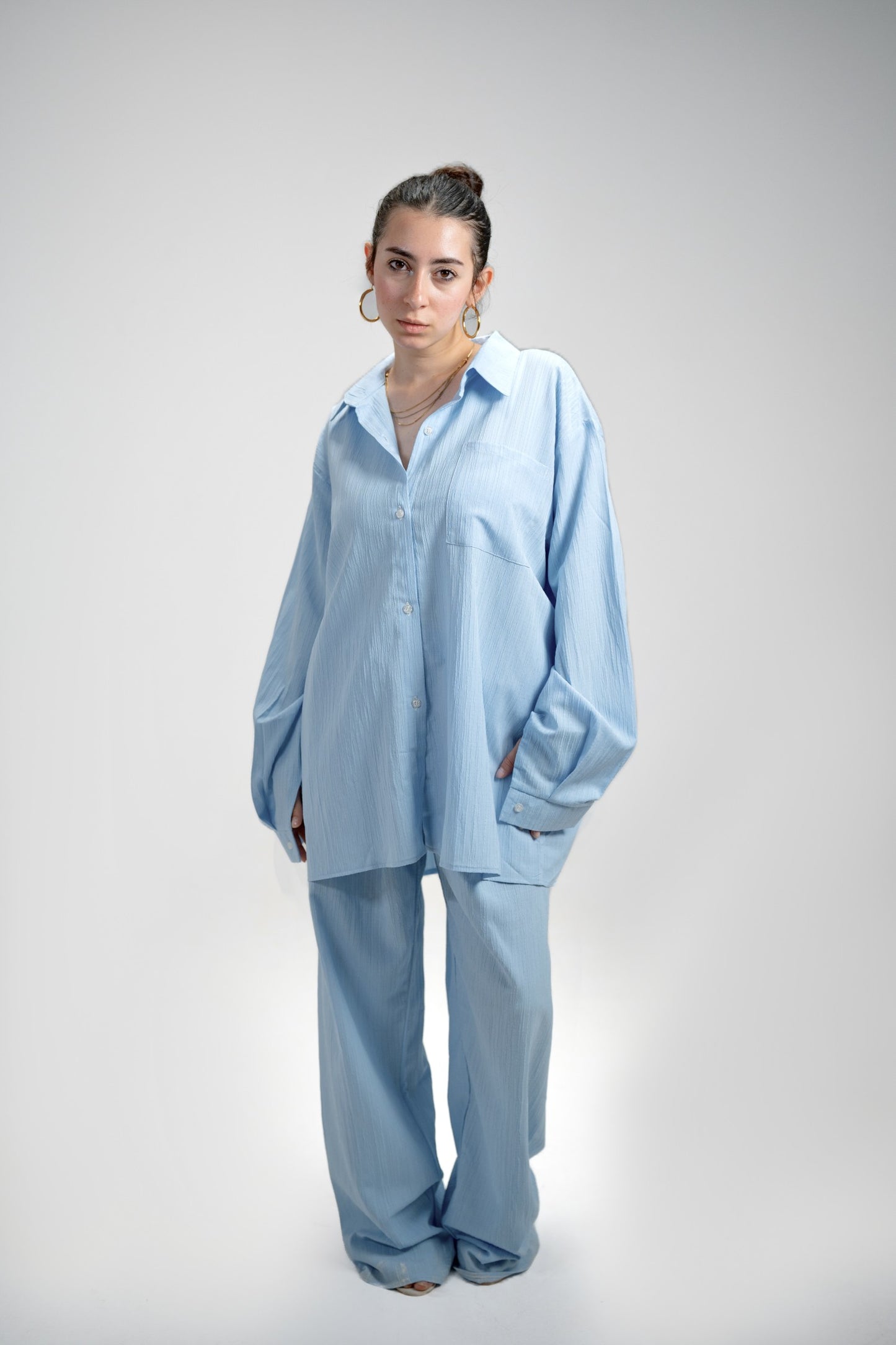 ✨Baby Blue Sunset Breeze Linen Set