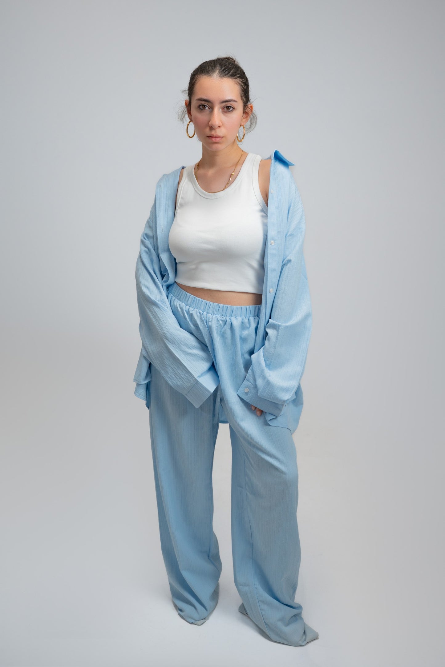 ✨Baby Blue Sunset Breeze Linen Set